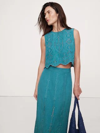 TENCEL™-Linen Eyelet Tank | Banana Republic (CA)