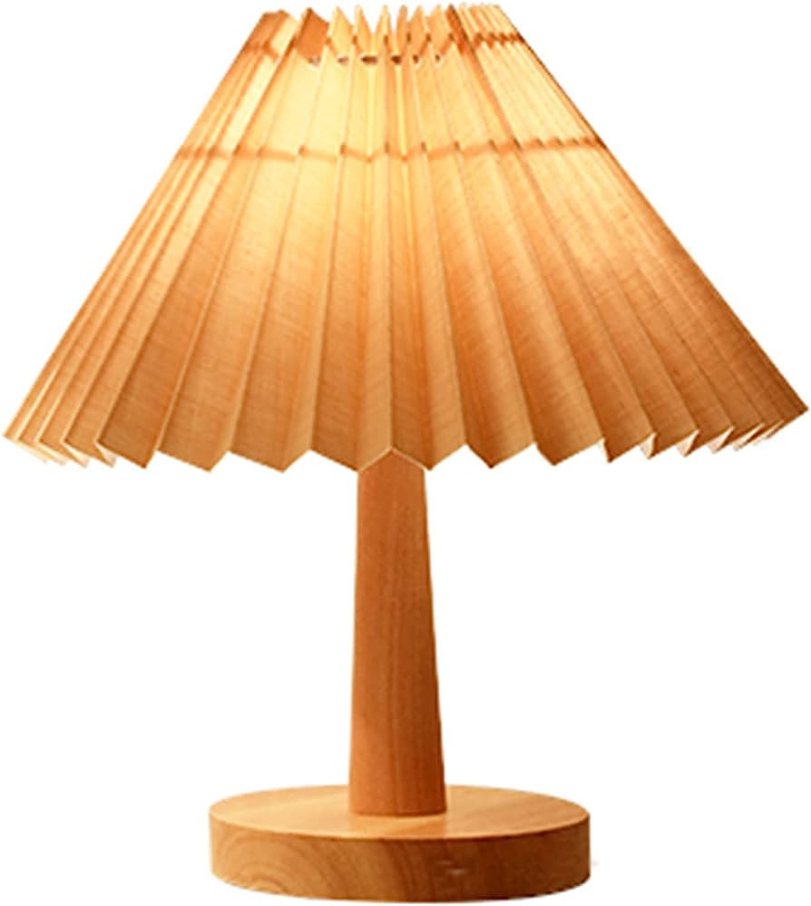 Umbrella Bedside Lamp Bamboo Wood Pleated Vintage Bedside Lamps Dimmable 3 Light Colors Adjustabl... | Amazon (US)