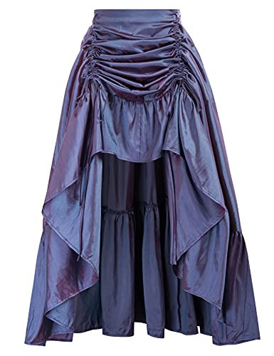 Scarlet Darkness Women Gothic Pirate Skirt High Low Flare Skirt Navy Blue 2XL | Amazon (US)