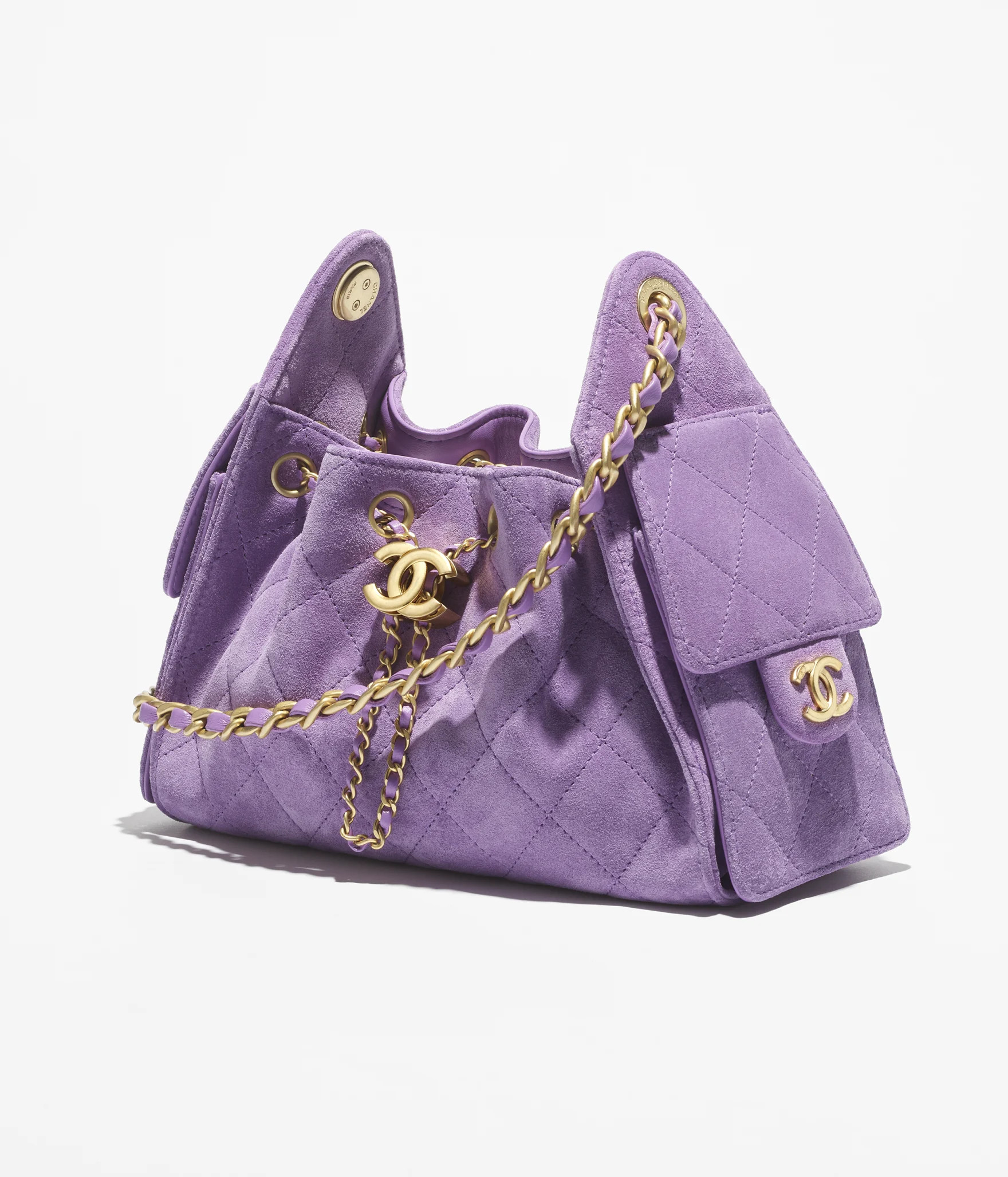 Chanel 25 mini handbag, Suede calfskin & gold-tone metal, purple — Fashion | CHANEL | Chanel, Inc. (US)