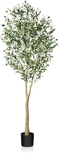 CROSOFMI Artificial Olive Tree, 6FT Fake Olive Plant in Pot, Tall Faux Plant,Potted Faux Topiary ... | Amazon (US)