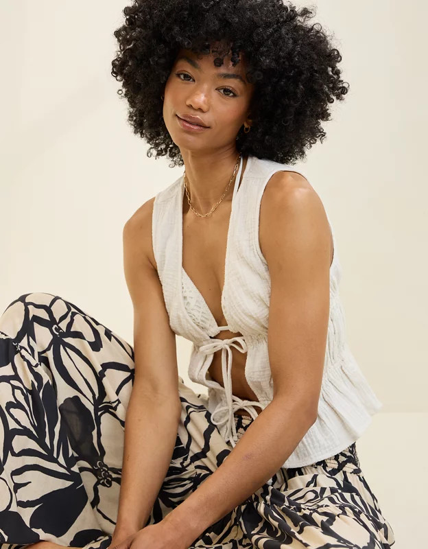 Aerie Tie Front Tank Top | American Eagle Outfitters (US & CA)