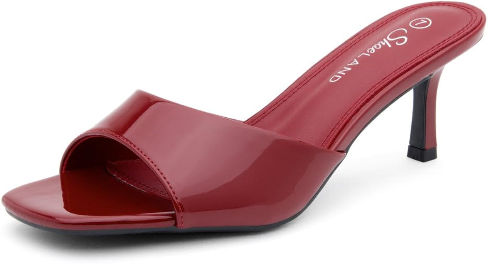 Shoe Land Women's Low Heels Stiletto Heeled Slides, Open Toe One Band Slip-On Heeled Mules – Dr... | Amazon (US)