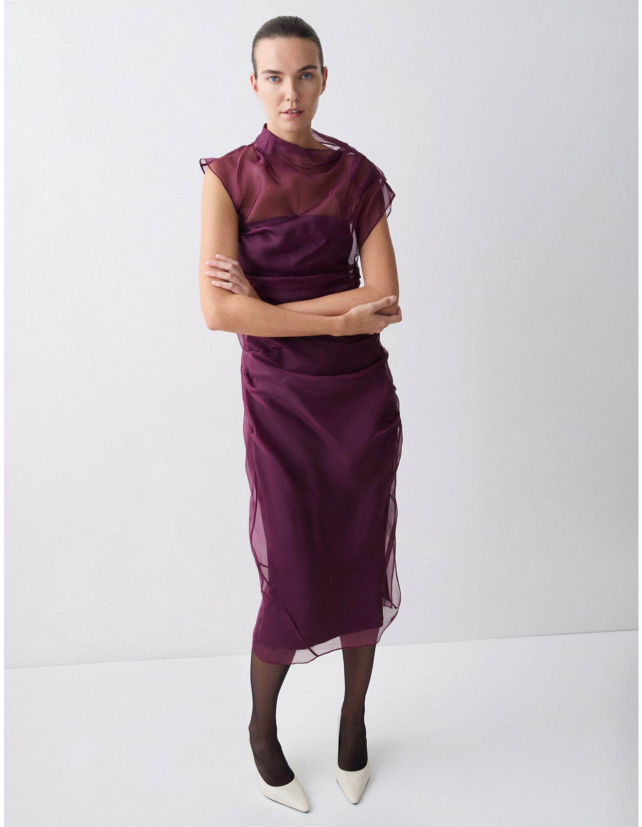 PLUM ORGANZA EMULATE DRESS | David Jones (Australia & New Zealand)