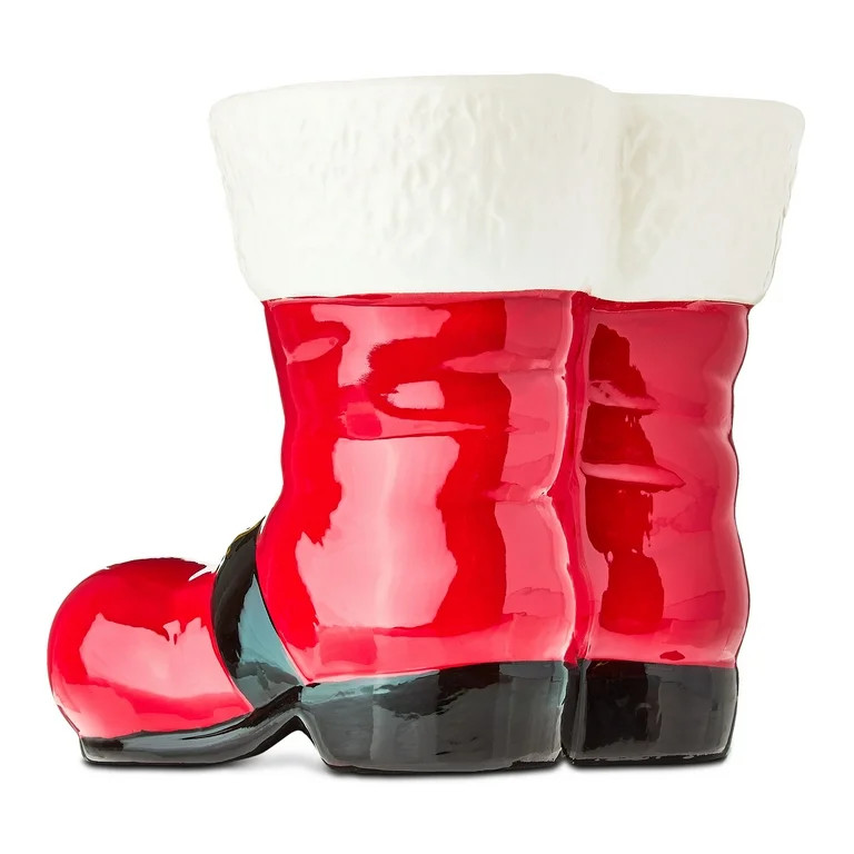 Ceramic Santa Boots Christmas Decoration, Red and White, 7", by Holiday Time | Walmart (US)