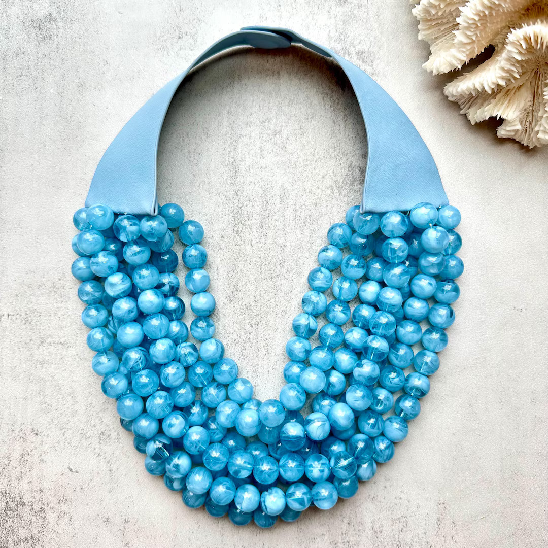 Chunky Lucite Beaded Statement Necklace: Multi-Strand Magnetic Closure | Etsy (US)