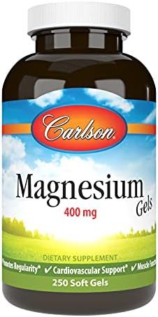 Carlson - Magnesium Gels, 400 mg of Magnesium per Softgel, Heart & Muscle Support, Magnesium Gel ... | Amazon (US)