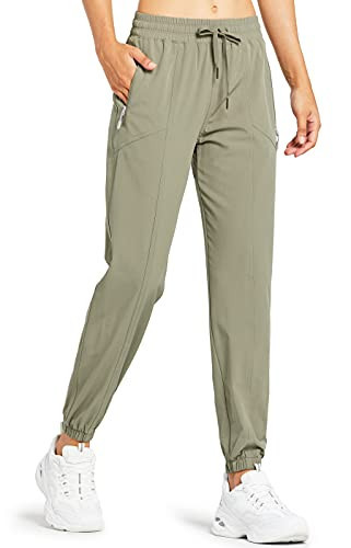 Libin Women's Lightweight Joggers Quick Dry Hiking Running Pants Athletic Workout Track Casual with Zipper Pockets,Silver Sage S | Amazon (US)