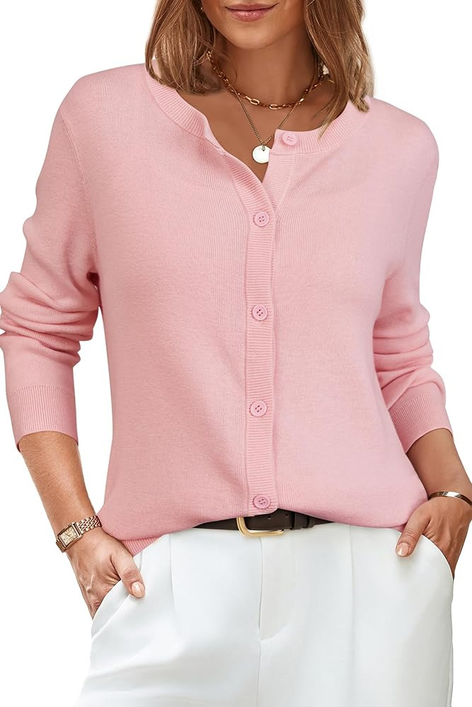 Arach&Cloz Women's Wool Blend Lightweight Spring Business Casual Cardigan Sweaters Tops | Amazon (US)