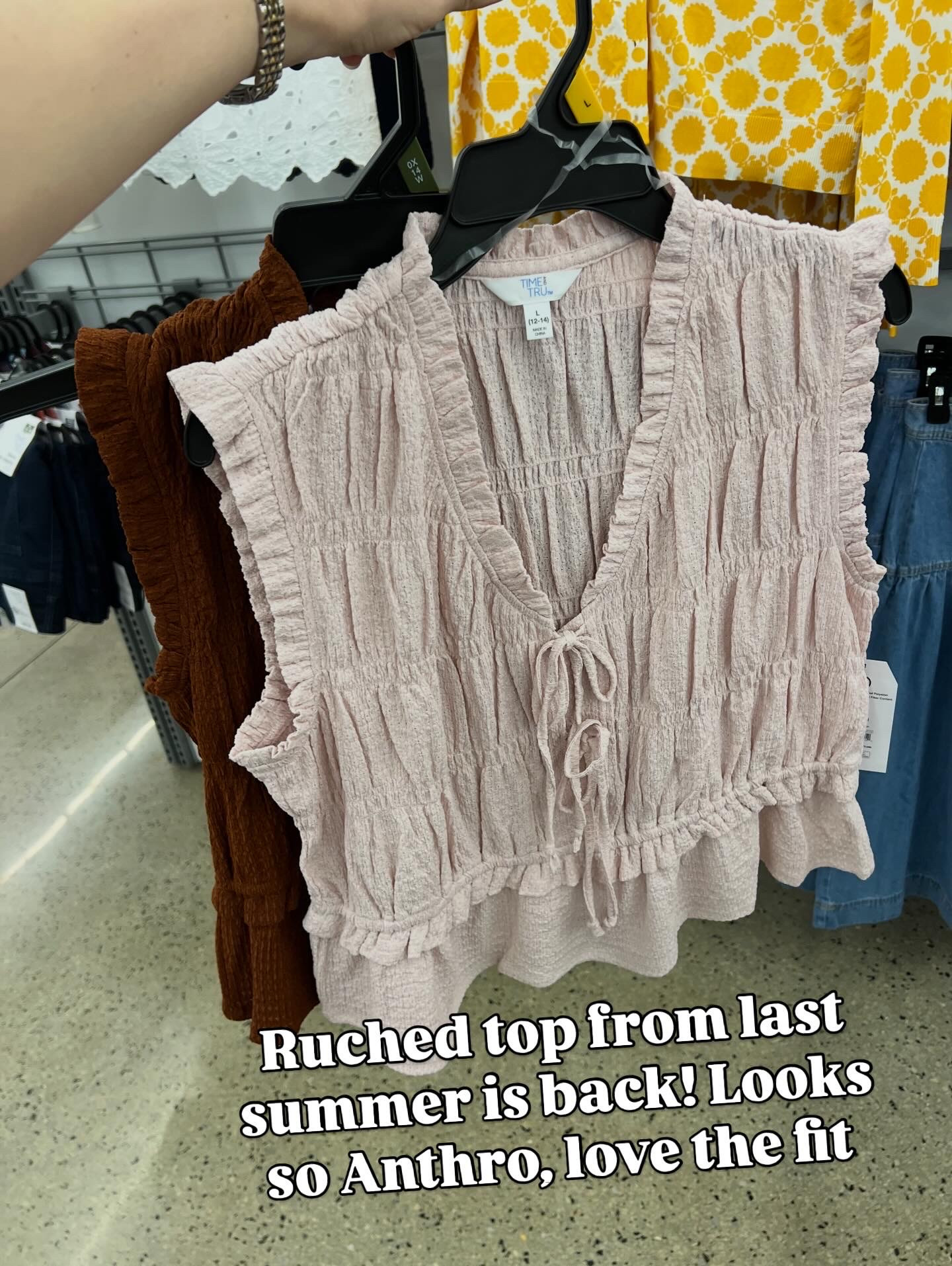 Walmart ruched tops with tie details are back in new colors. Dress up or down. #walmartfashion