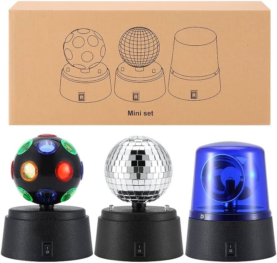 4.5” Disco Ball, Strobe lights, police light 3 in 1 glow in the dark party supplies. Battery op... | Amazon (US)