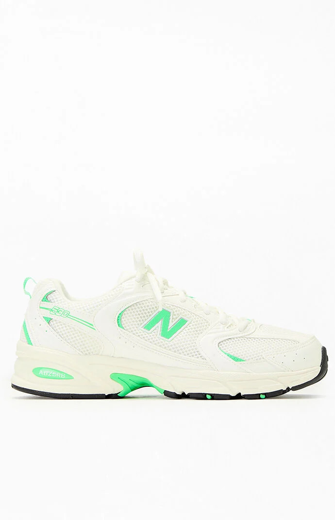 New Balance White & Green 530 Sneakers in White/Green - Size 6 | PacSun