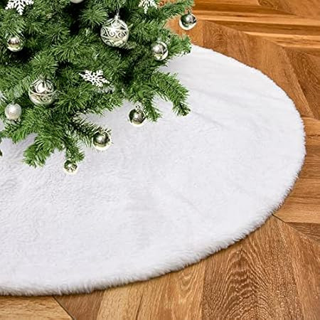 Christmas Tree Skirt - Xmas Tree Skirts White Snow Luxury Faux Fur - 30 inch Round for Under Tree De | Amazon (US)
