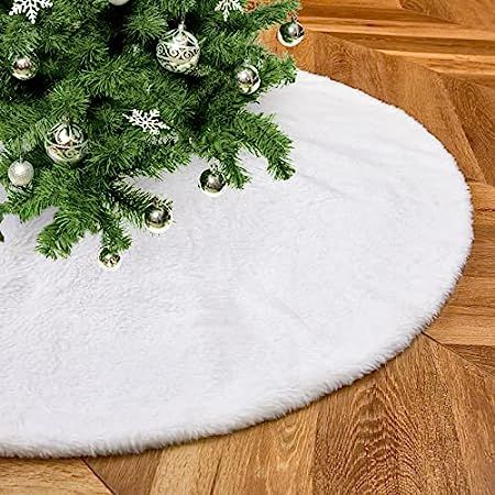 Christmas Tree Skirt - Xmas Tree Skirts White Snow Luxury Faux Fur - 30 inch Round for Under Tree De | Amazon (US)