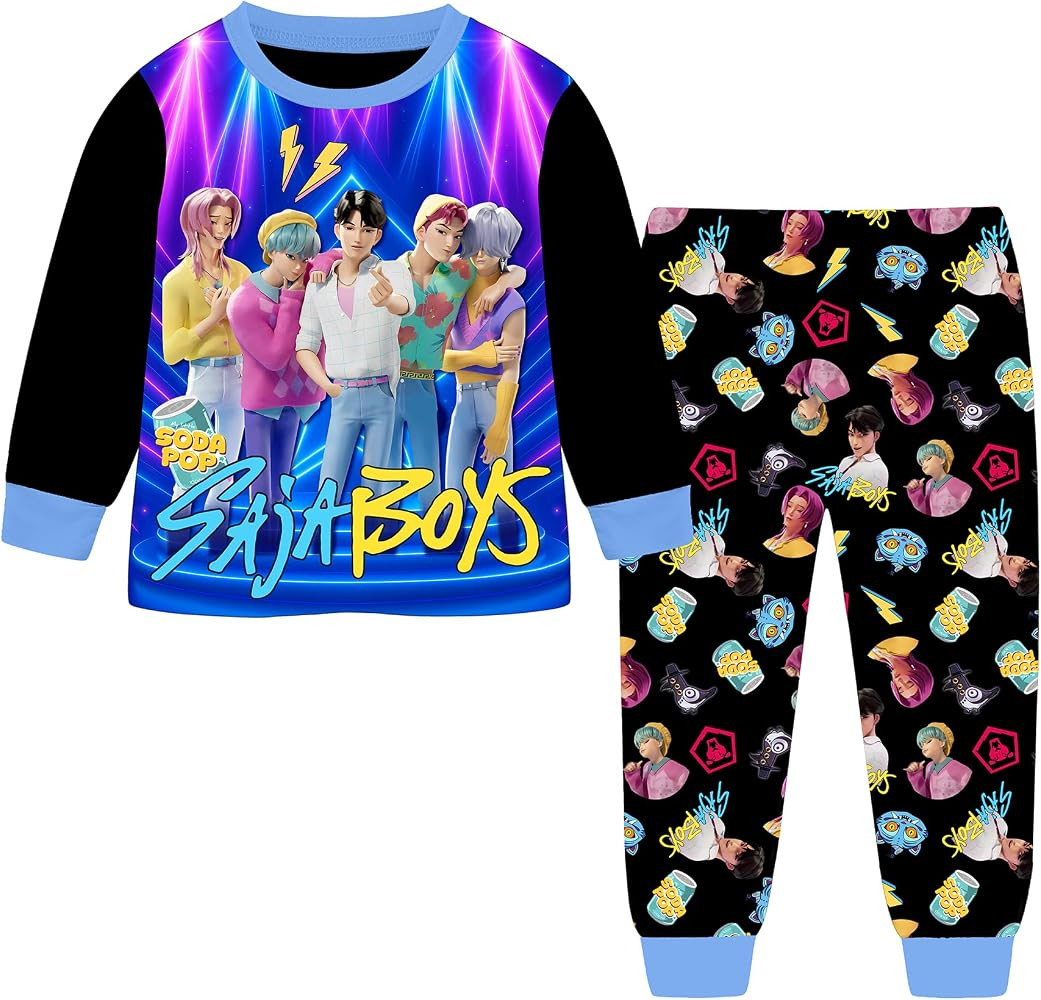 Boys Pajamas Set Kpop Demon Hunters Pyjamas Saja Boys Long Sleeve Pjs Party Pajamas Cartoon Sleep... | Amazon (UK)