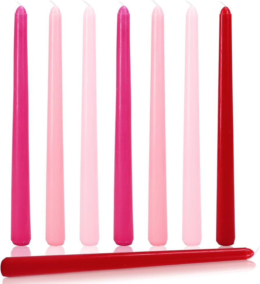 Whaline 12 Pcs Valentine's Day Taper Candles 10 Inch Wax Taper Candles Gradient Pink Red Long Uns... | Amazon (US)