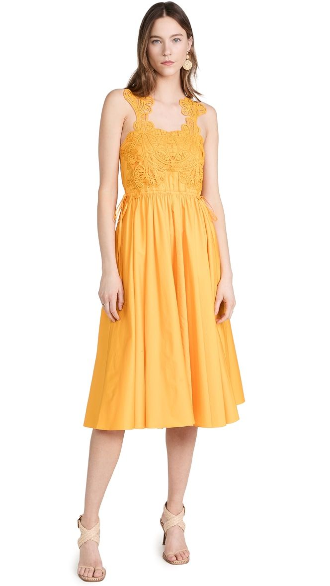 Canary Yellow Macrame Midi Dress | Shopbop