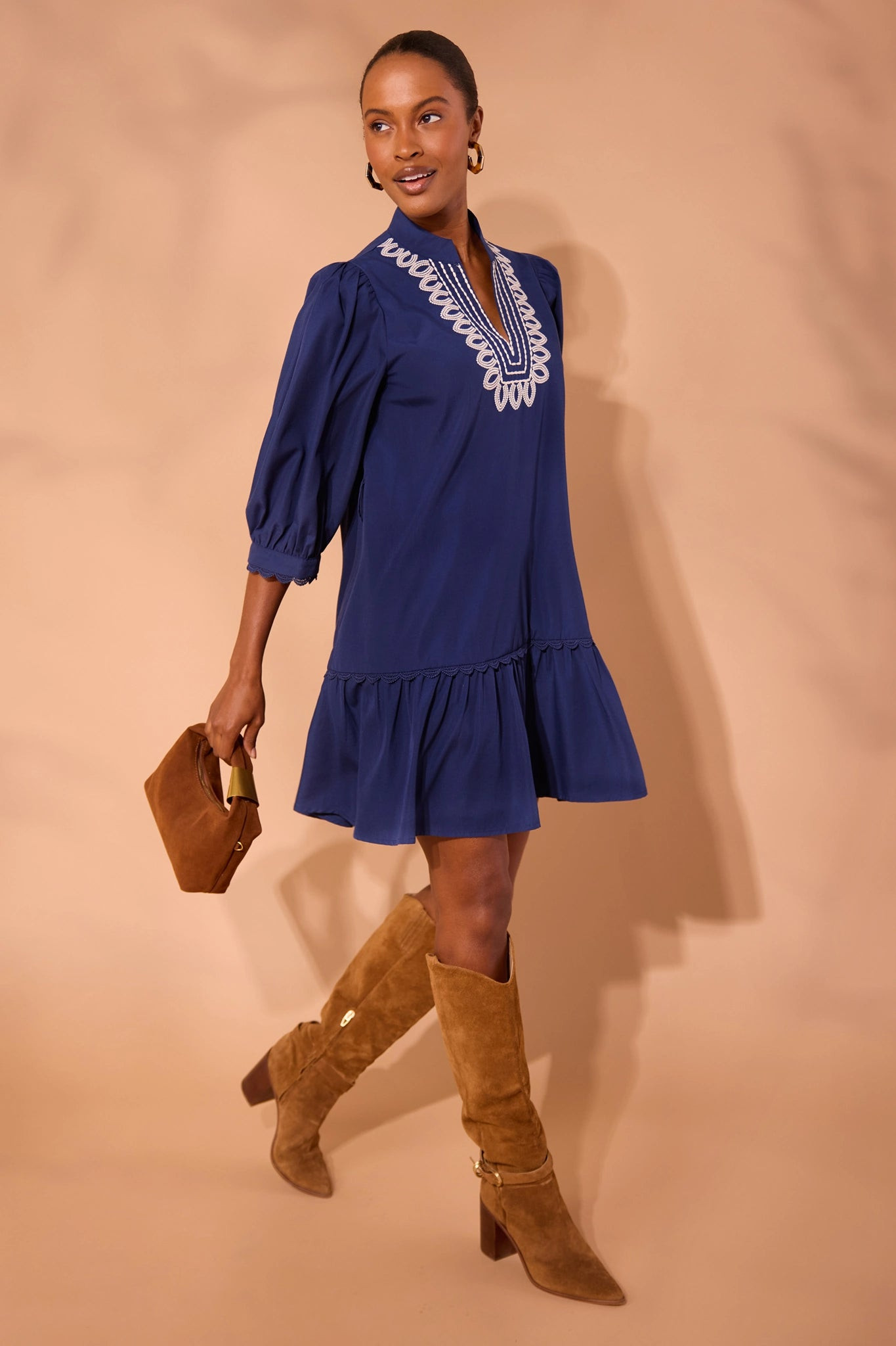 Gabriella Dress- Navy | Avara