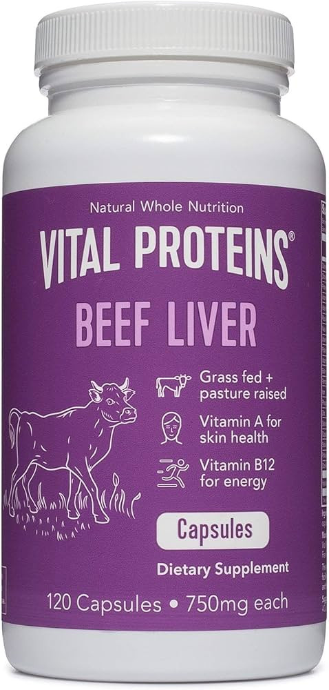 Vital Proteins Grass-Fed Desiccated Beef Liver Pills - (120 Capsules, 750mg Each) | Amazon (US)