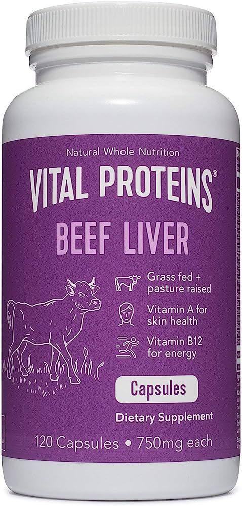 Vital Proteins Grass-Fed Desiccated Beef Liver Pills - (120 Capsules, 750mg Each) | Amazon (US)