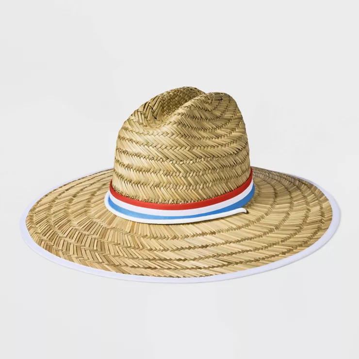 Americana Striped Lifeguard Sun Seeker Hat - White/Blue/Red | Target