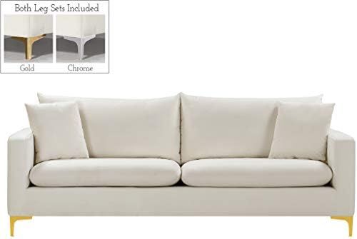 Meridian Furniture Naomi Collection Stainless 1 Modern | Contemporary Velvet Upholstered Sofa with S | Amazon (US)