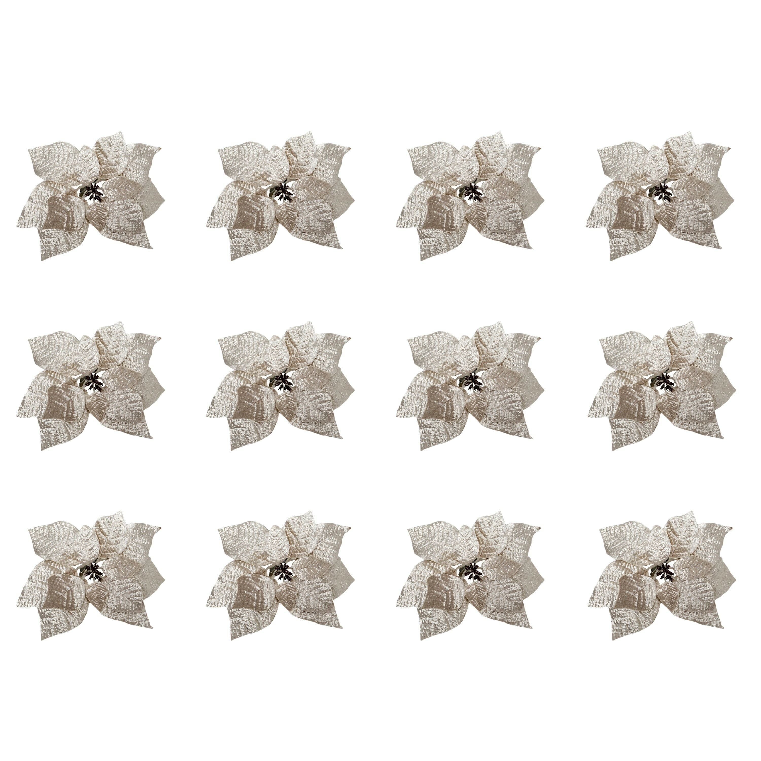 Poinsettia Floral Clips, Ivory, 11 in, Set of 12, by Holiday Time | Walmart (US)