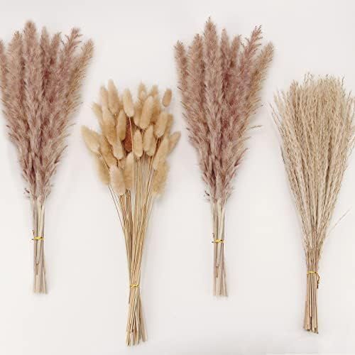 Amazon.com: Natural Dried Pampas Grass Decor, Brown Pampas Grass， Bunny Tails Dried Flowers, Re... | Amazon (US)