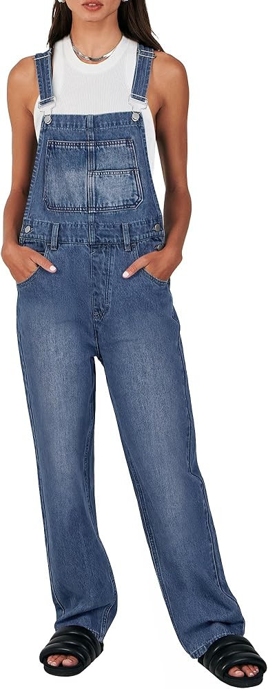ANRABESS Womens Jean Overalls Loose Fit Adjustable Strap Denim Jumpsuits Rompers Bib Overall 2024... | Amazon (US)