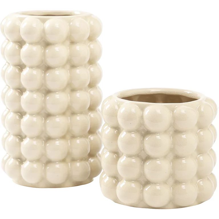YANWE1 White Ceramic Vases, Set of 2 Vases, Boho Vases, Decorative Vases, Modern Farmhouse Decor,... | Walmart (US)