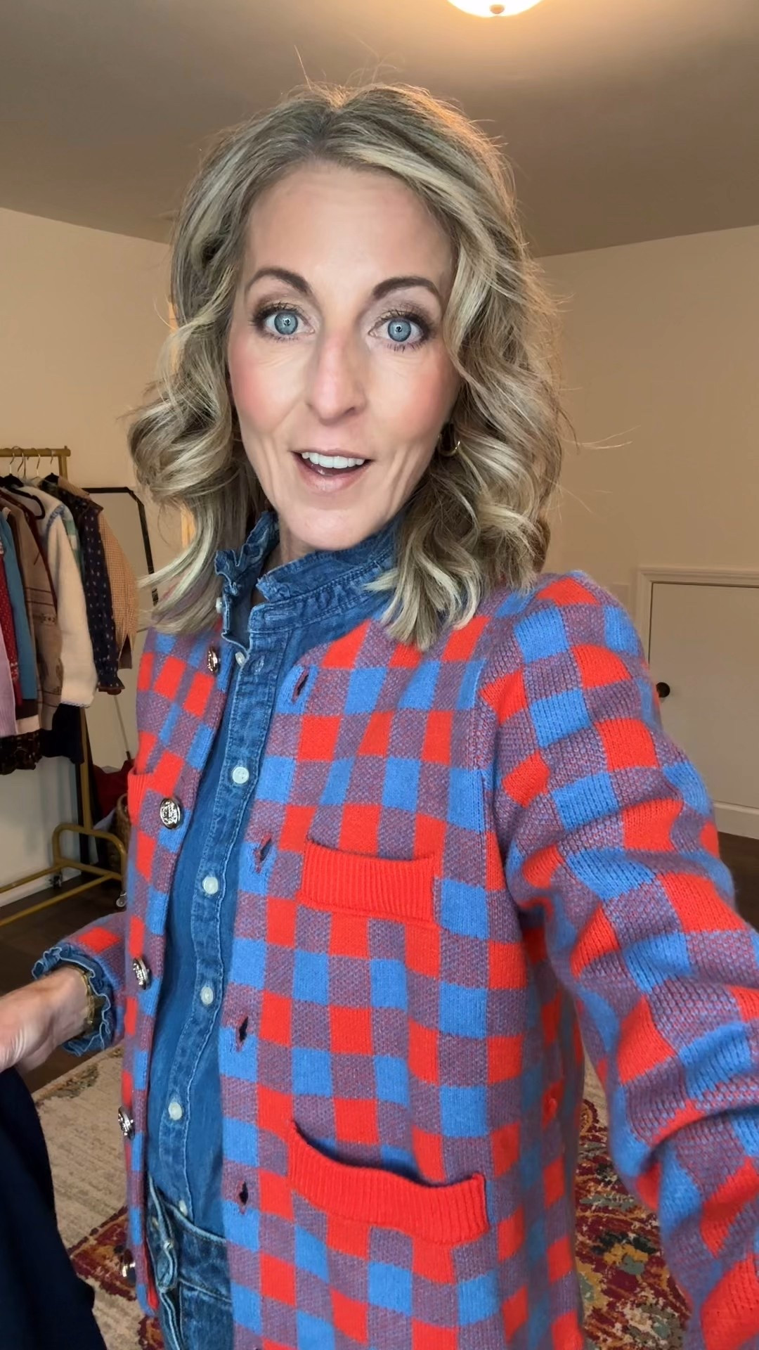 OK, I found this sweater to share with a friend, but I need to share it with all of you because I think it is so good. It reminds me of like Ralph Lauren Christmas. I am going to add a navy plaid underneath it linking it here along with boots and leggings and throw on a barn jacket to complete the look.  