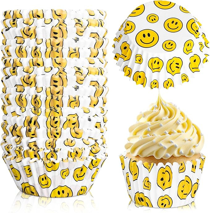 Whaline 300Pcs Smile Face Cupcake Liners One Happy Dude Cupcake Wrappers Decorative Paper Baking ... | Amazon (US)
