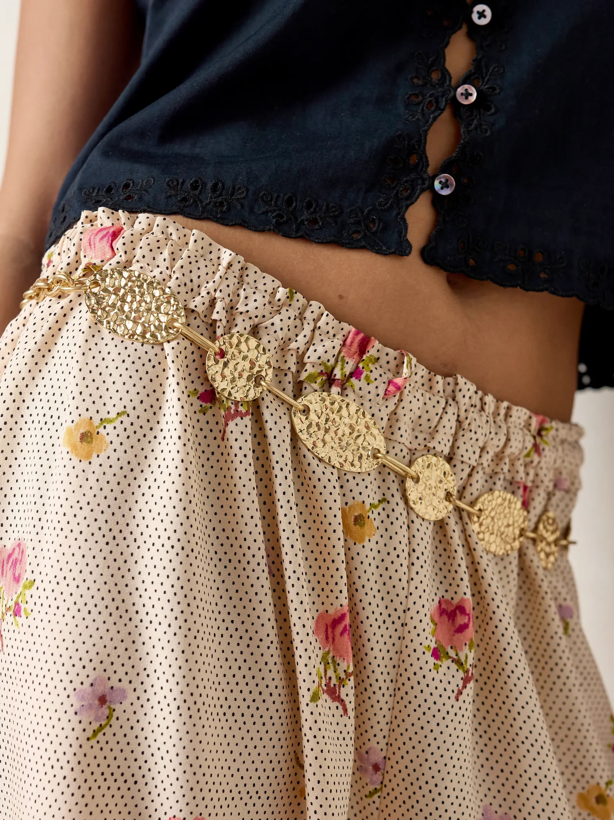Gold Hammered Chain Belt - Oval | Natural Life