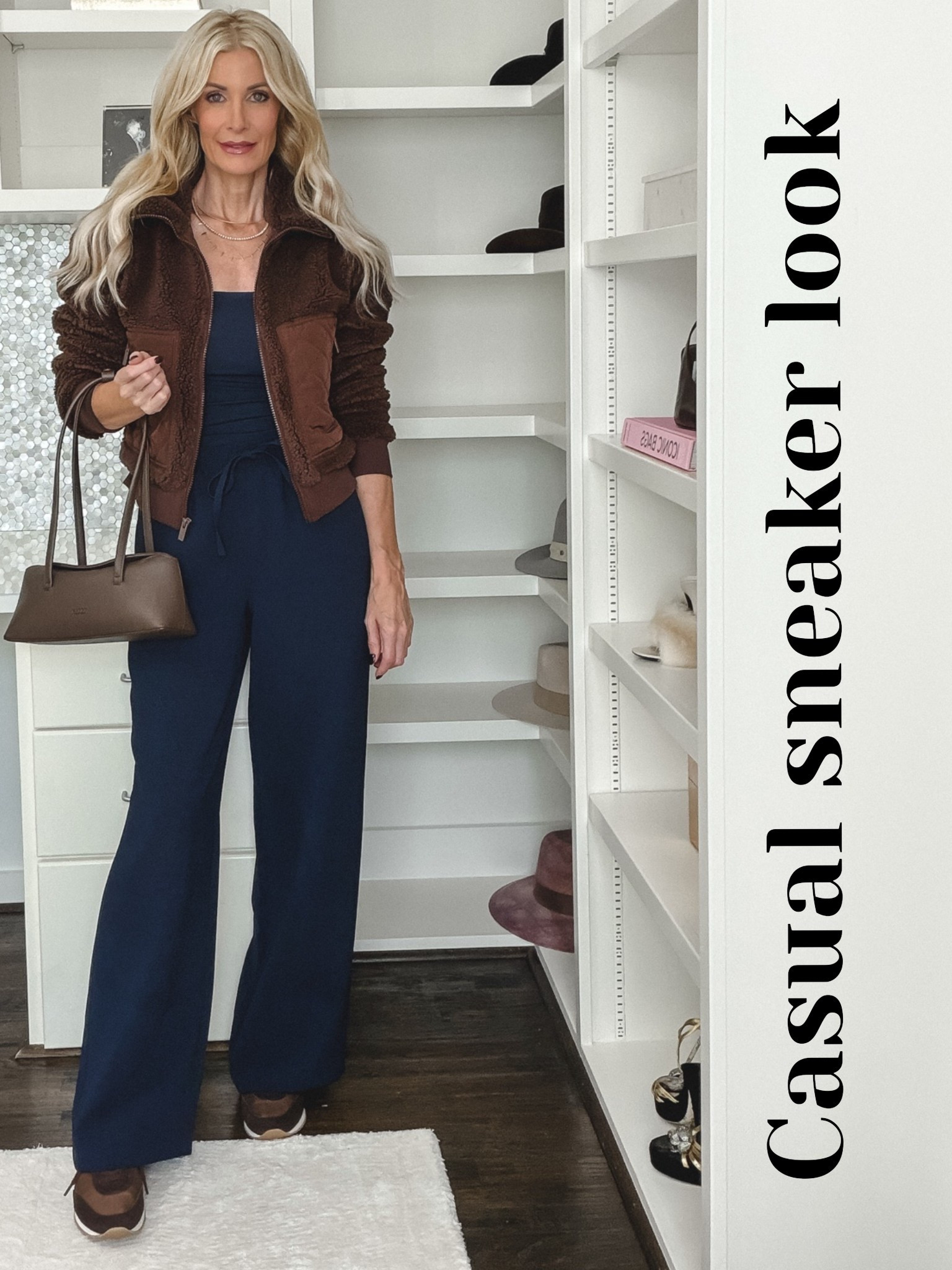 A chic and comfortable navy look for fall! The wrinkle-free wide-leg pants have an easy elastic waist and pockets, and I love layering them with a matching top and a soft fleece bomber. I’m wearing an XS in the top, pants, and jacket. #FallStyle #NavyOutfit #WideLegPants #CasualChic #WomenOver40Fashion 

 

#LTKOver40 #LTKootd #LTKSeasonal #LTKOver40