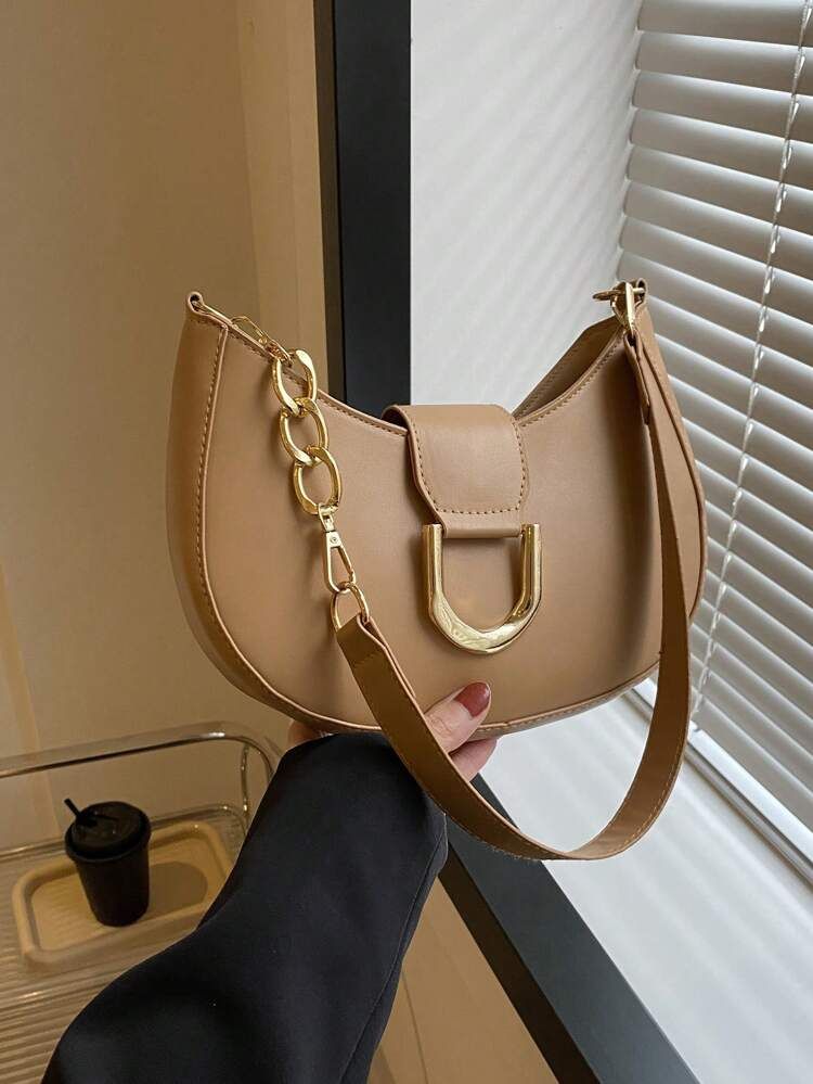 Khaki Hobo Bag Fashionable Metal Decor Zipper PU
       
              
              $6.69  
   ... | SHEIN