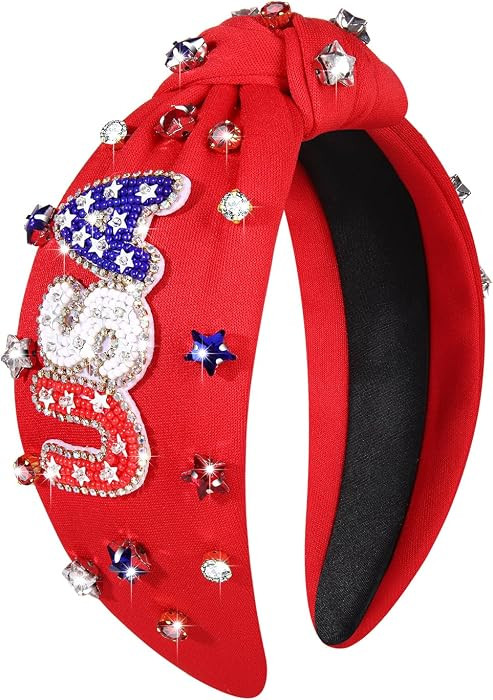 MOLOCH American Flag Headband 4th of July Headband Red White Blue USA Stars Knotted Hairband for ... | Amazon (US)