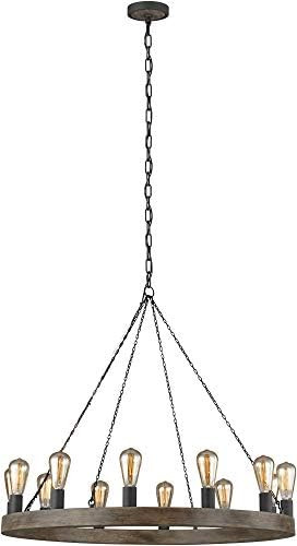 Feiss F3932/12WOAF Avenir Industrial Farmhouse Chandelier, 12-Light 900 Watts (32"H x 36"Dia), Weath | Amazon (US)