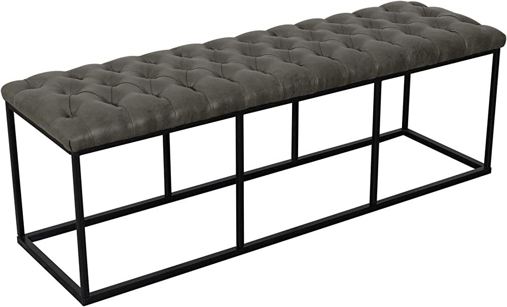 HomePop Decorative Bench, Gray Faux Leather | Amazon (US)