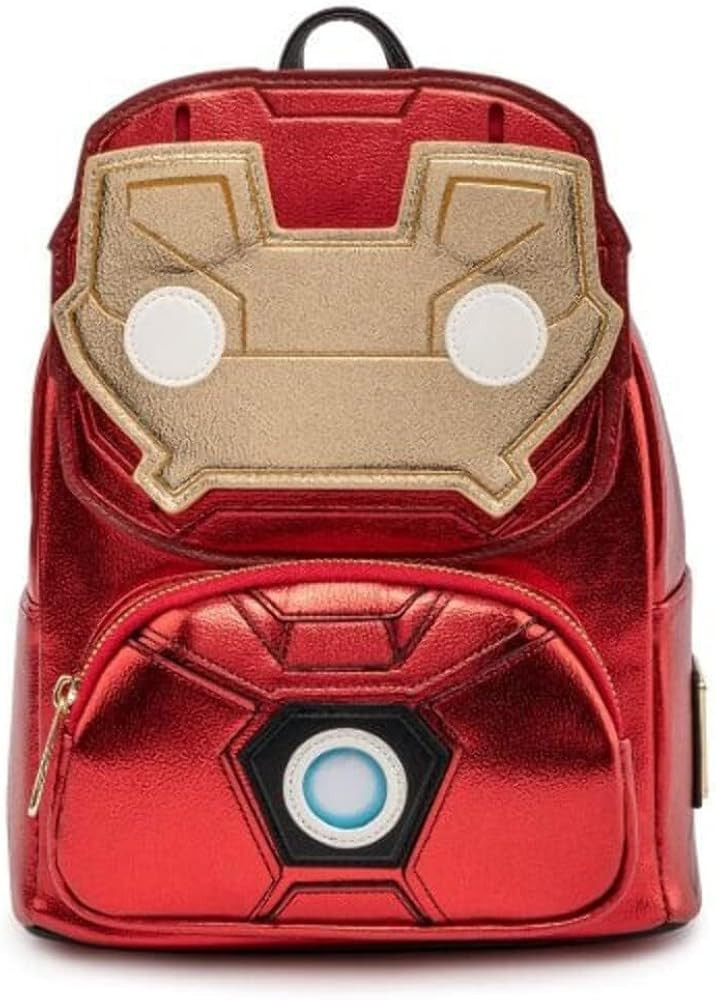 Loungefly x Marvel Iron Man Light Up Mini Backpack Metallic Leather | Amazon (US)