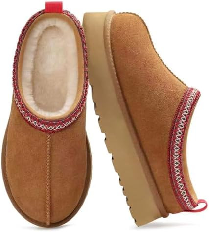 Women's Slippers Platform Mini Boots Short Ankle Boot Fur Fleece Lined House slippers Anti-Slip B... | Amazon (US)