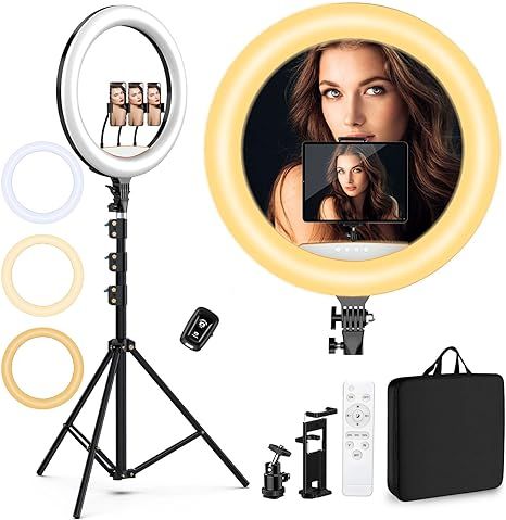 Amazon.com : 22" Ring Light Selfie Ring Light Kit with 75" Tripod, 6500K Dimmable LED Ring Light,... | Amazon (US)