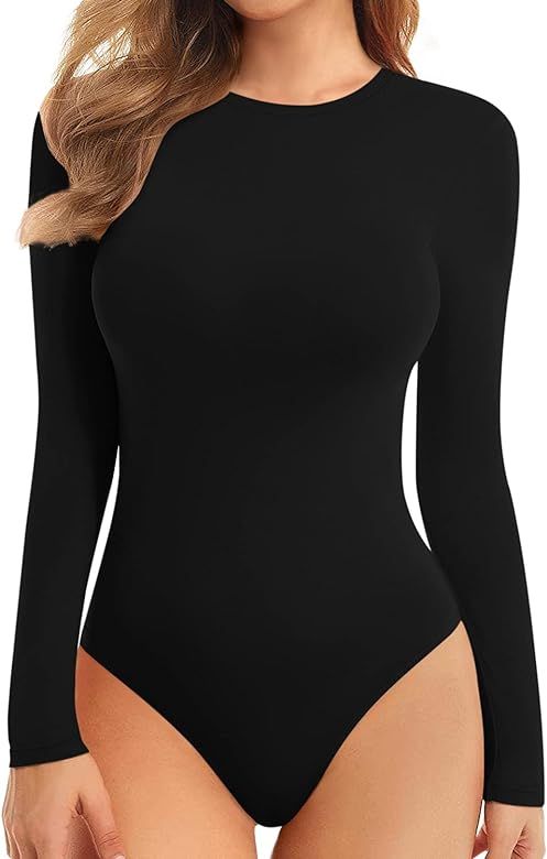 MANGOPOP Tank Top Body Suits Women Sexy Crew Neck Racerback Halter Ribbed Sleeveless Bodysuit for... | Amazon (US)
