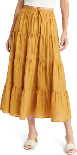 Textured Tiered Midi Skirt | Nordstrom