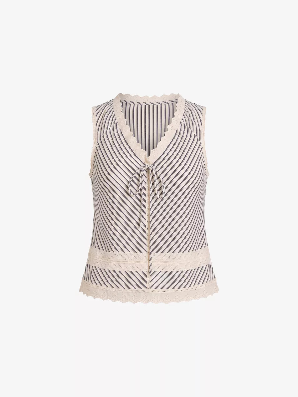 Striped V-Neck Cotton Top | Selfridges