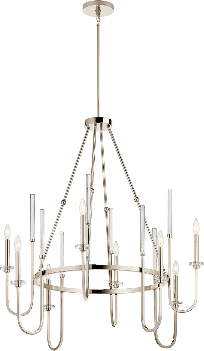KICHLER Kadas 40.75" 8 Light Chandelier with Clear Crystal Glass in Polished Nickel | Amazon (US)