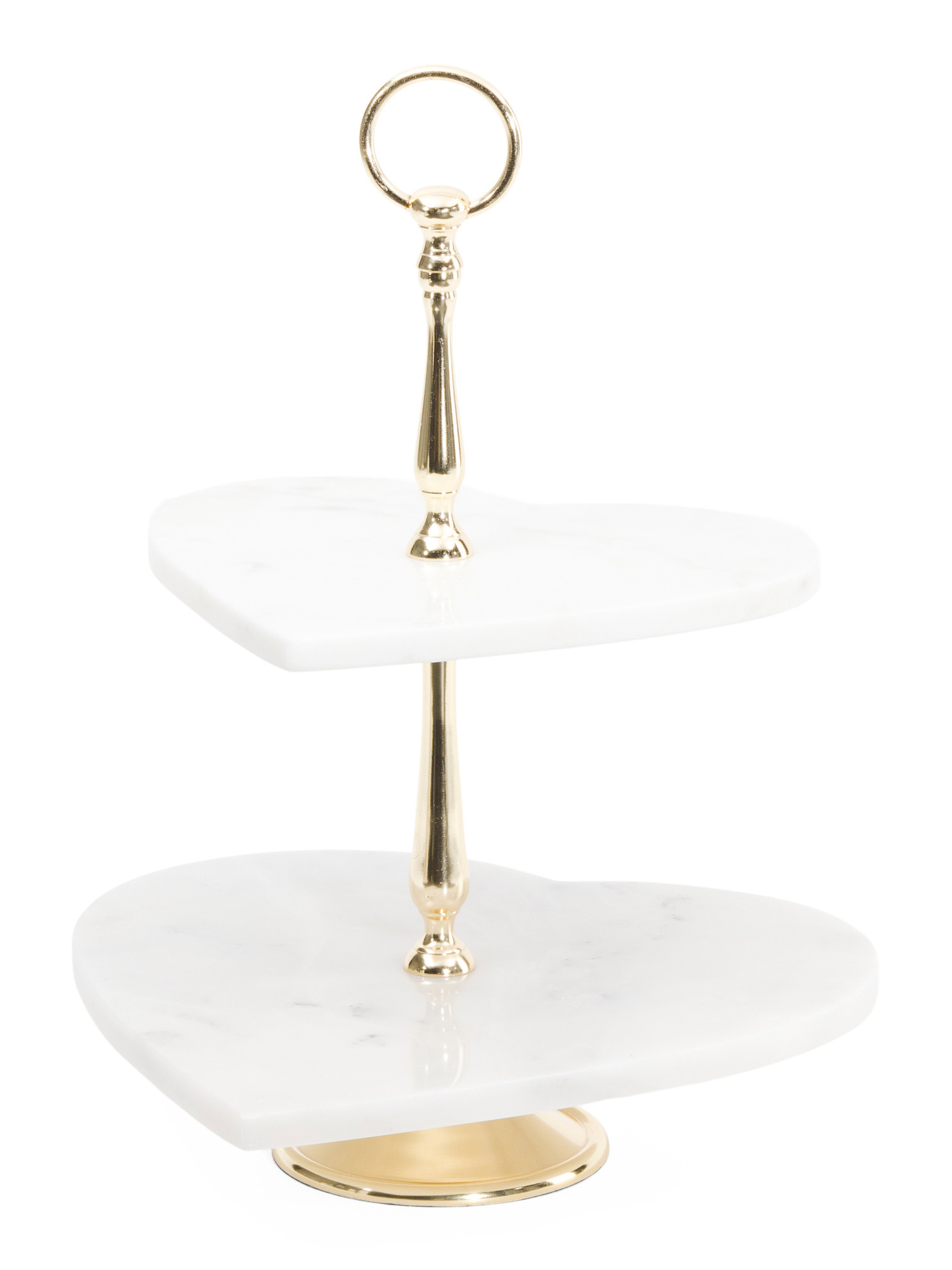 Gold Tone And Marble 2 Tier Heart Shape Server | TJ Maxx