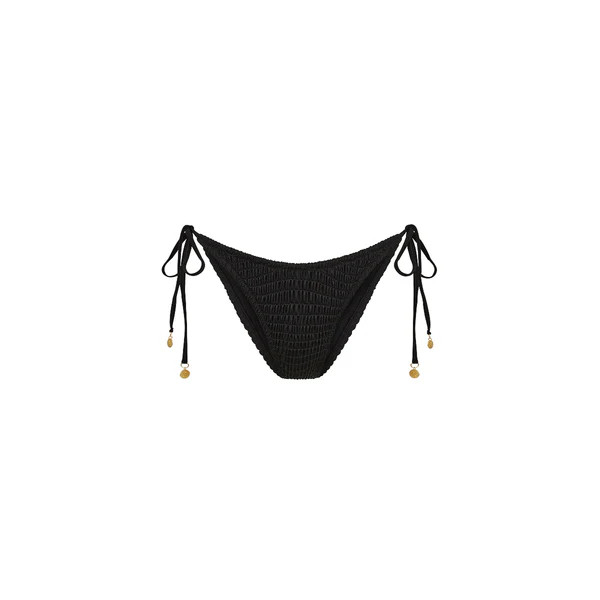 Shirred Dipped Cheeky Tie Bikini Bottom - Twilight Black | Kulani Kinis US