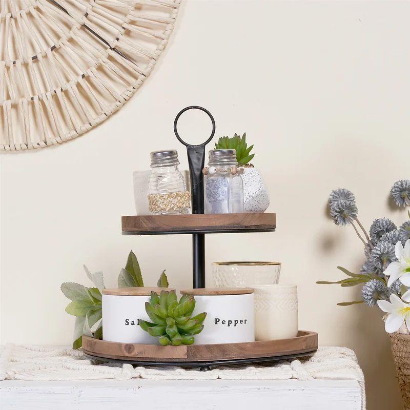 Two-tiered Wood Tray Brown | Wayfair North America