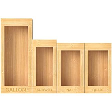 Goodpick Bamboo Food Storage Bag Organizer, Kitchen Drawer Organizer Set of 4 for Ziploc, Glad, Soli | Amazon (US)