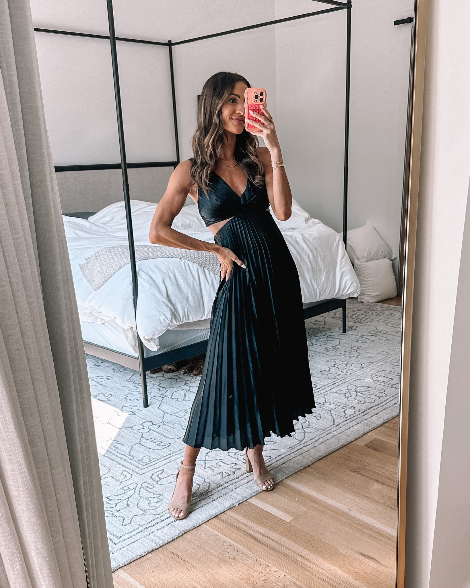 Satin Pleated Cutout Maxi Dress curated on LTK